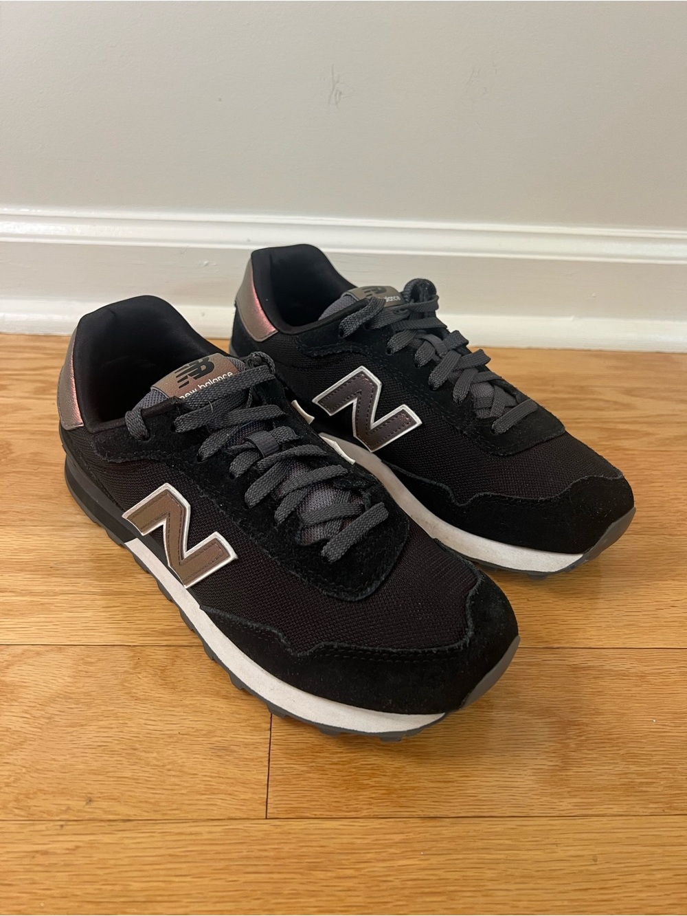 New Balance Black Sneakers with Rose Metallic Logo